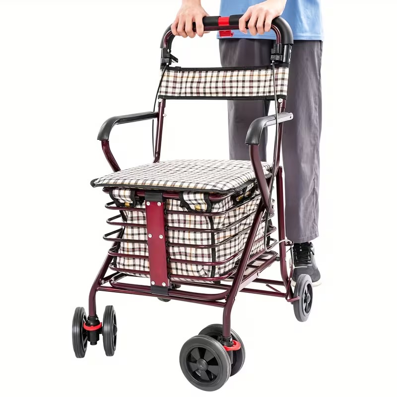 Foldable Elderly Mobility Shopping Cart with Seat